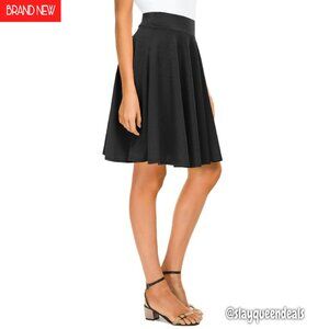 Stretchy High Waisted Midi Skirt Flared A-Line Casual Versatile